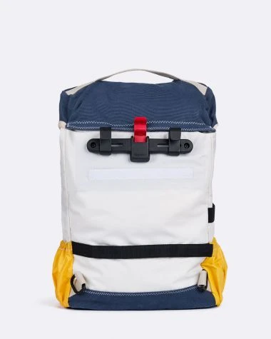 Biky Pannier Backpack Convertible Blue And Yellow Recycled Sail - Image 5