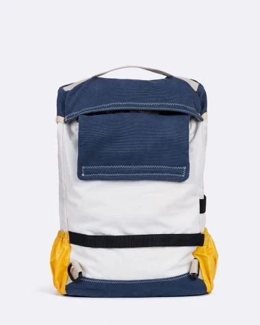 Biky Pannier Backpack Convertible Blue And Yellow Recycled Sail - Image 6