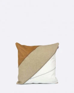 Cushion 15x15 In Linen And Leather Recycled Sail