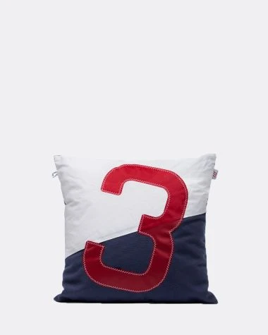 Cushion 15x15 In Navy Blue And Red Recycled Sail