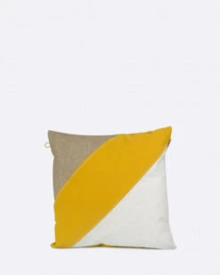 Cushion 15x15 In Linen And Mustard Yellow Recycled Sail