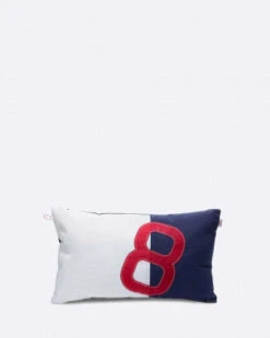 Cushion 20x12 In Navy Blue And Red Recycled Sail