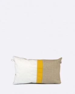 Cushion 20x12 In Linen And Mustard Yellow Recycled Sail