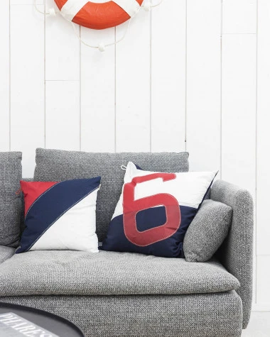 Cushion 20x20 In Navy Blue And Red Recycled Sail - Image 5