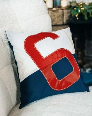 Cushion 20x20 In Navy Blue And Red Recycled Sail - Image 6