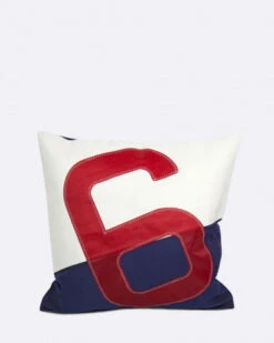 Cushion 20x20 In Navy Blue And Red Recycled Sail