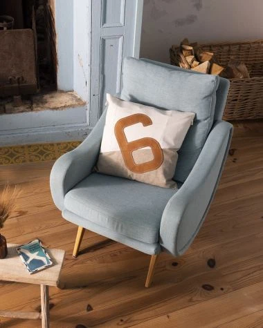 Cushion 20x20 In Linen And Leather Recycled Sail - Image 6