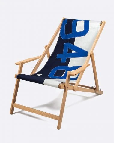 Beechwood Deckchair Blue Recycled Sail