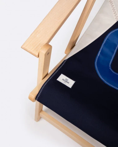 Beechwood Deckchair Blue Recycled Sail - Image 2