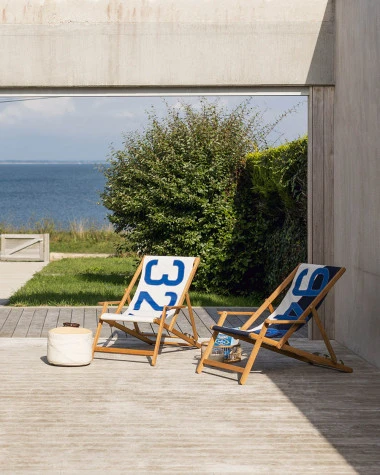 Beechwood Deckchair Blue Recycled Sail - Image 6