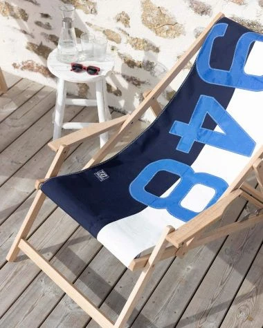 Beechwood Deckchair Blue Recycled Sail - Image 7