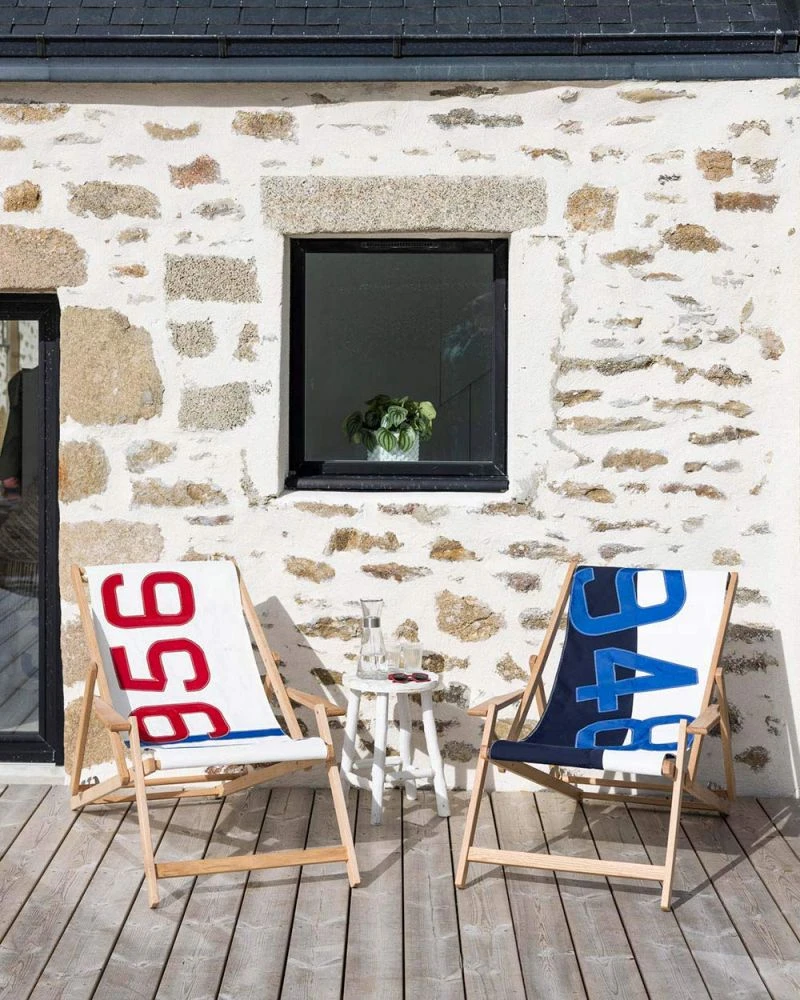 Beechwood Deckchair Blue Recycled Sail - Image 8