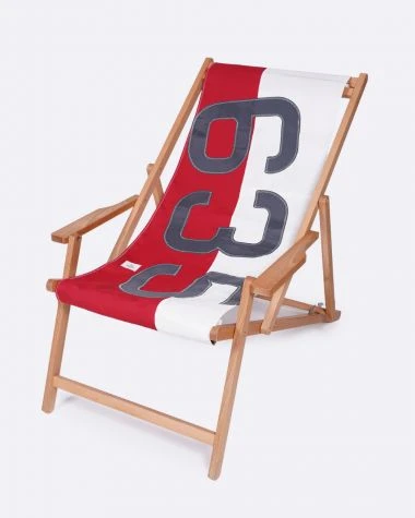 Beechwood Deckchair Red Recycled Sail