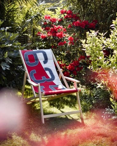 Beechwood Deckchair Red Recycled Sail - Image 6
