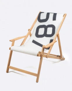 Beechwood Deckchair White And Grey Recycled Sail