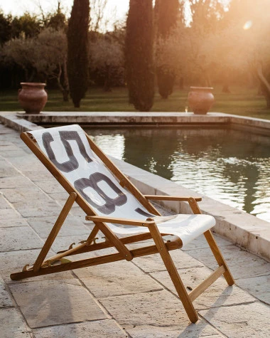 Beechwood Deckchair White And Grey Recycled Sail - Image 2