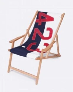 Beechwood Deckchair Navy & Red Recycled Sail