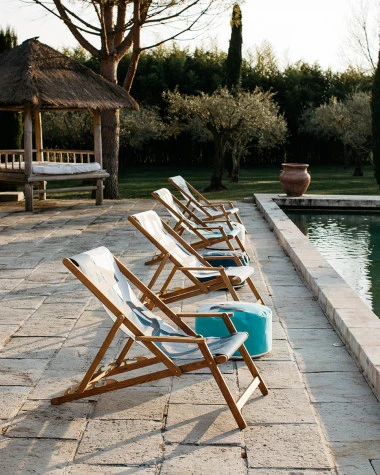 Beechwood Deckchair Navy & Red Recycled Sail - Image 6