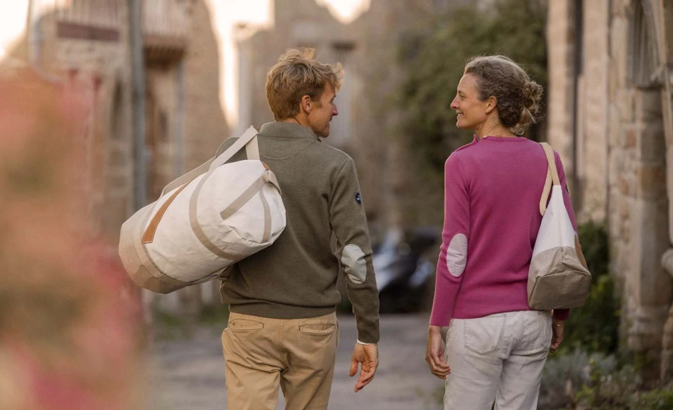 Onshore Duffel Bag Linen And Lether Recycled Sail - Image 3