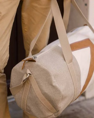 Onshore Duffel Bag Linen And Lether Recycled Sail - Image 5