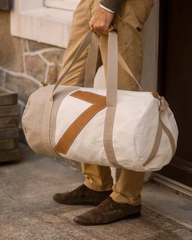 Onshore Duffel Bag Linen And Lether Recycled Sail - Image 7