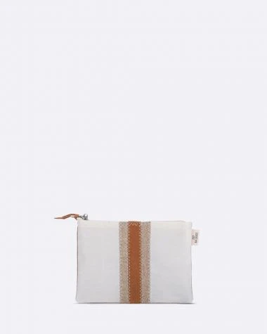 Makeup Bag Linen And Leather Recycled Sail