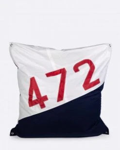 Maxi Bean Bag 55x55 In Navy Blue And Red Recycled Sail