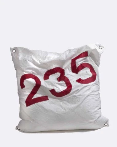 Maxi Bean Bag 55x55 In White And Red Recycled Sail