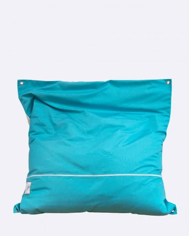 Maxi Bean Bag 55x55 In Turquoise And Grey Recycled Sail - Image 2