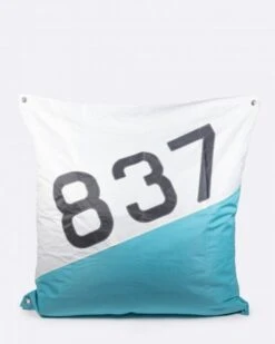 Maxi Bean Bag 55x55 In Turquoise And Grey Recycled Sail