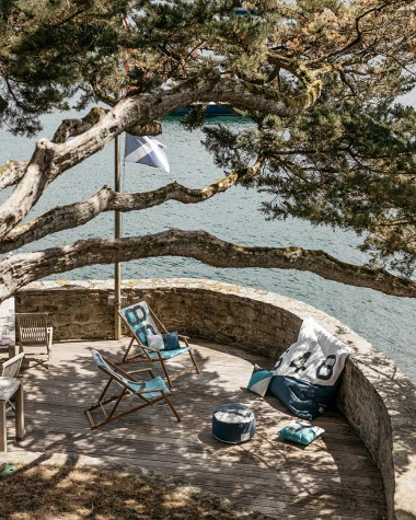 Maxi Bean Bag 55x55 In Turquoise And Grey Recycled Sail - Image 6