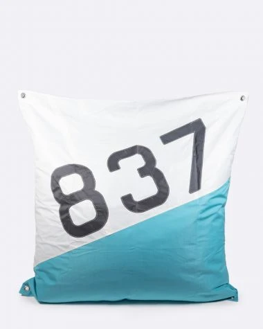 Maxi Bean Bag 55x55 In Turquoise And Grey Recycled Sail