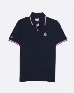 Men's Short Sleeve Polo Shirt Navy Blue Recycled Sail