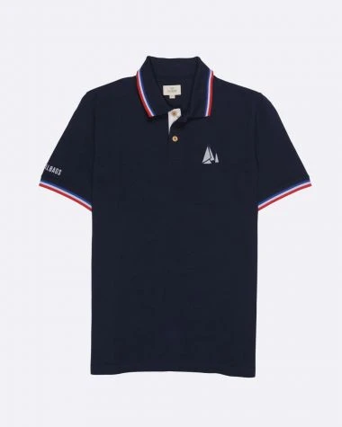 Men's Short Sleeve Polo Shirt Navy Blue Recycled Sail