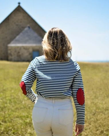 Women's Nantucket Striped Sailor Shirt Blue Stripes Recycled Sail - Image 5