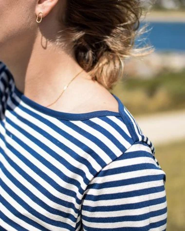 Women's Nantucket Striped Sailor Shirt Blue Stripes Recycled Sail - Image 7