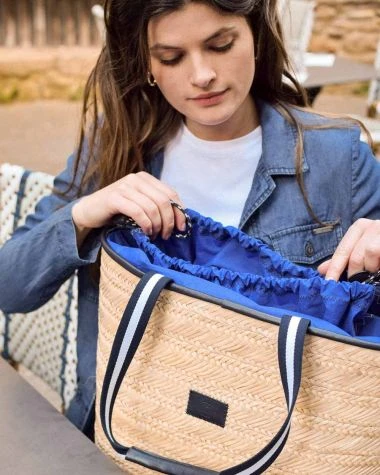 Pénélope Basket Bag Navy Blue Recycled Sail - Image 9