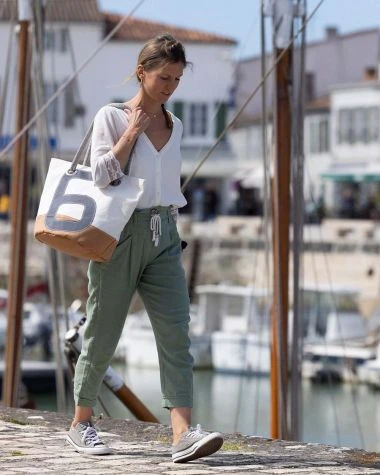 Sandy Handbag Caramel And Grey Recycled Sail - Image 5