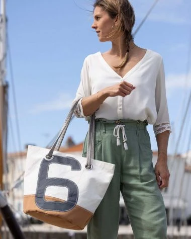 Sandy Handbag Caramel And Grey Recycled Sail - Image 6