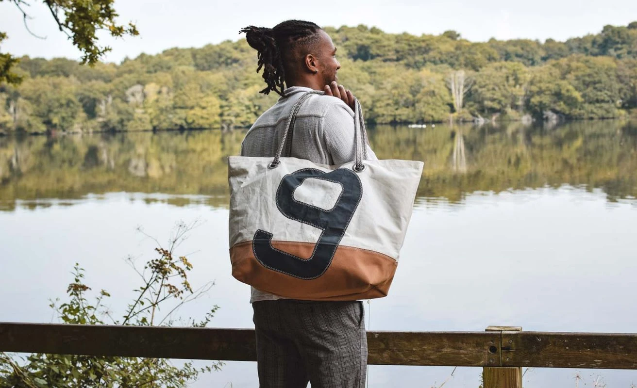 Carla Travel Bag Caramel And Grey Recycled Sail - Image 3