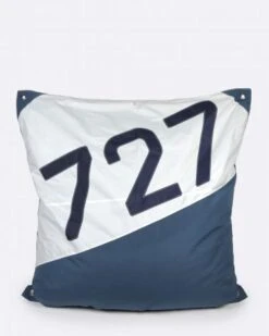 Maxi Bean Bag 55x55 In Nattier Blue And Navy Blue Recycled Sail