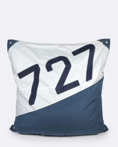 Maxi Bean Bag 55x55 In Nattier Blue And Navy Blue Recycled Sail
