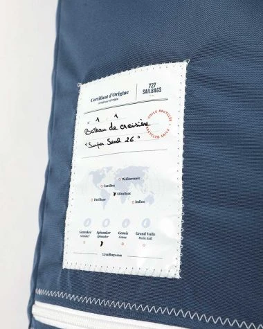 Maxi Bean Bag 55x55 In Nattier Blue And Navy Blue Recycled Sail - Image 4