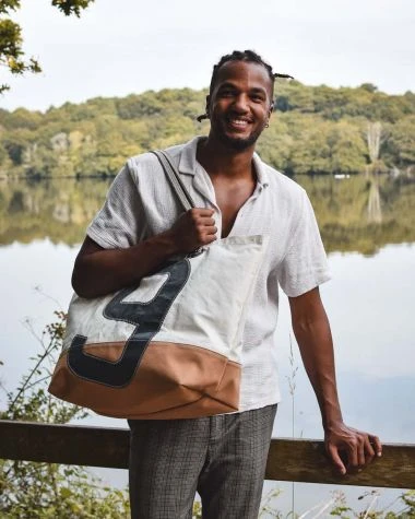 Carla Travel Bag Caramel And Grey Recycled Sail - Image 5