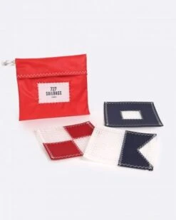 Coasters (set Of 6) Red And Navy Recycled Sail