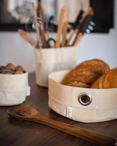 Table Basket Beige Size Extra Small Recycled Sail - Image 4