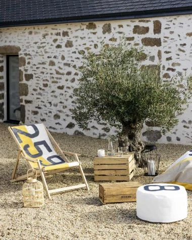 Beechwood Deckchair Mustard Yellow Recycled Sail - Image 4