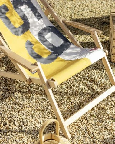 Beechwood Deckchair Mustard Yellow Recycled Sail - Image 5