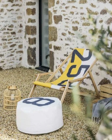 Beechwood Deckchair Mustard Yellow Recycled Sail - Image 6