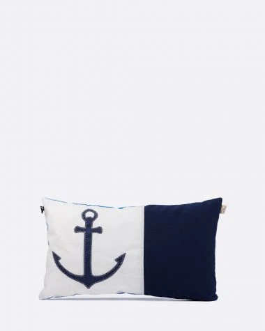 Cushion 20x12 In Blue Anchor Recycled Sail